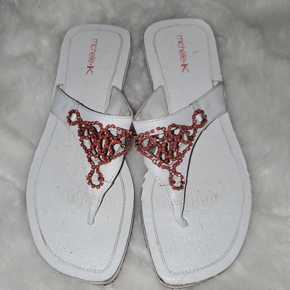 Micelle K Size 11 Beaded Flip Flop Sandals